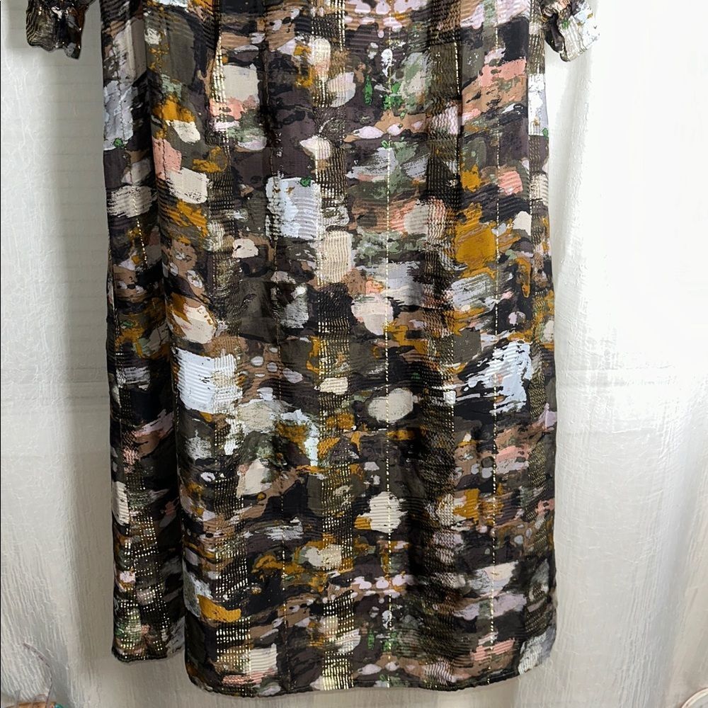 Anthropologie XS Blair Green Shimmer Long Sleeve Maxi Dress - Picture 7 of 16